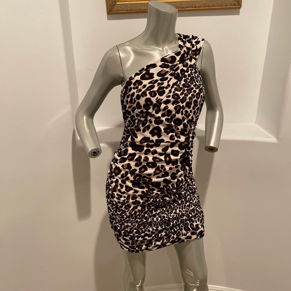 Giambattista Valli For Impulse One Shoulder Animal Print Dress Size 6